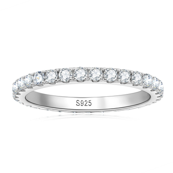 Prsteni - Moissanite Row Ring, 925 srebro, geometrijski oblik