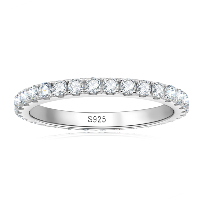 Prsteni - Moissanite Row Ring, 925 srebro, geometrijski oblik