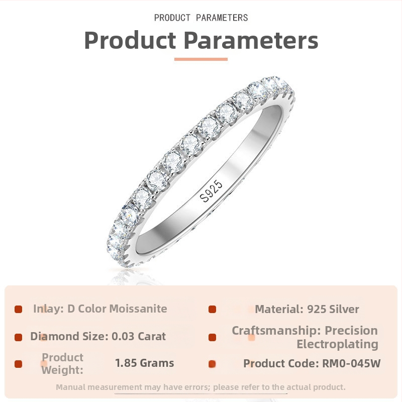 Prsteni - Moissanite Row Ring, 925 srebro, geometrijski oblik