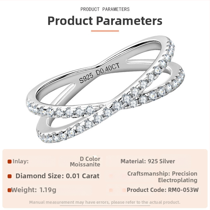 Prsteni - Moissanite Row Ring, 925 srebro, geometrijski oblik