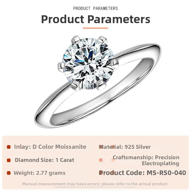 Prsteni - Moissanite Row Ring, 925 srebro, geometrijski oblik