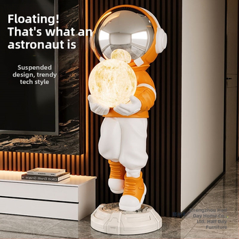 Lampă astronaut pentru living, figurină decorativă din rășină, înălțată pe podea (Material: rășină; Tip abajur: Altul; Sursă de lumină: Altul; Putere: Altul)