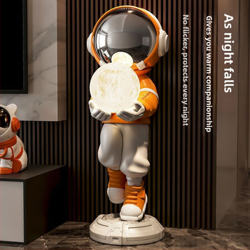 Lampă astronaut pentru living, figurină decorativă din rășină, înălțată pe podea (Material: rășină; Tip abajur: Altul; Sursă de lumină: Altul; Putere: Altul)
