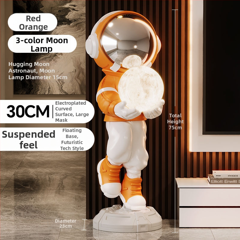 Lampă astronaut pentru living, figurină decorativă din rășină, înălțată pe podea (Material: rășină; Tip abajur: Altul; Sursă de lumină: Altul; Putere: Altul)