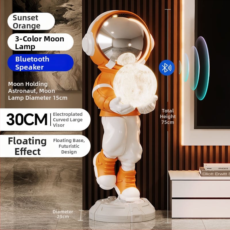 Lampă astronaut pentru living, figurină decorativă din rășină, înălțată pe podea (Material: rășină; Tip abajur: Altul; Sursă de lumină: Altul; Putere: Altul)