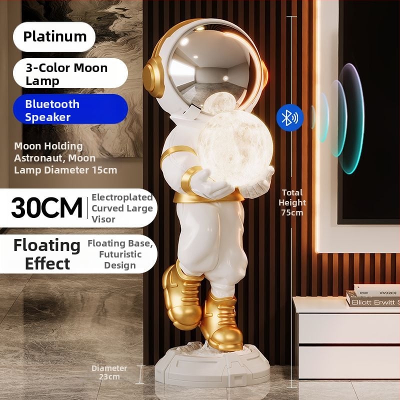 Lampă astronaut pentru living, figurină decorativă din rășină, înălțată pe podea (Material: rășină; Tip abajur: Altul; Sursă de lumină: Altul; Putere: Altul)