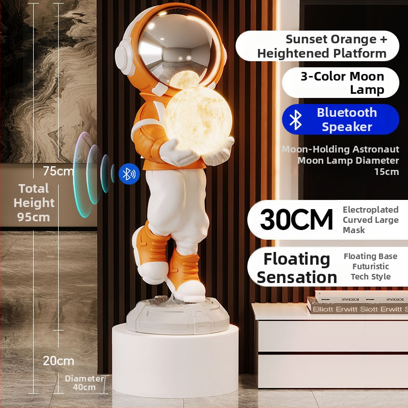 Lampă astronaut pentru living, figurină decorativă din rășină, înălțată pe podea (Material: rășină; Tip abajur: Altul; Sursă de lumină: Altul; Putere: Altul)