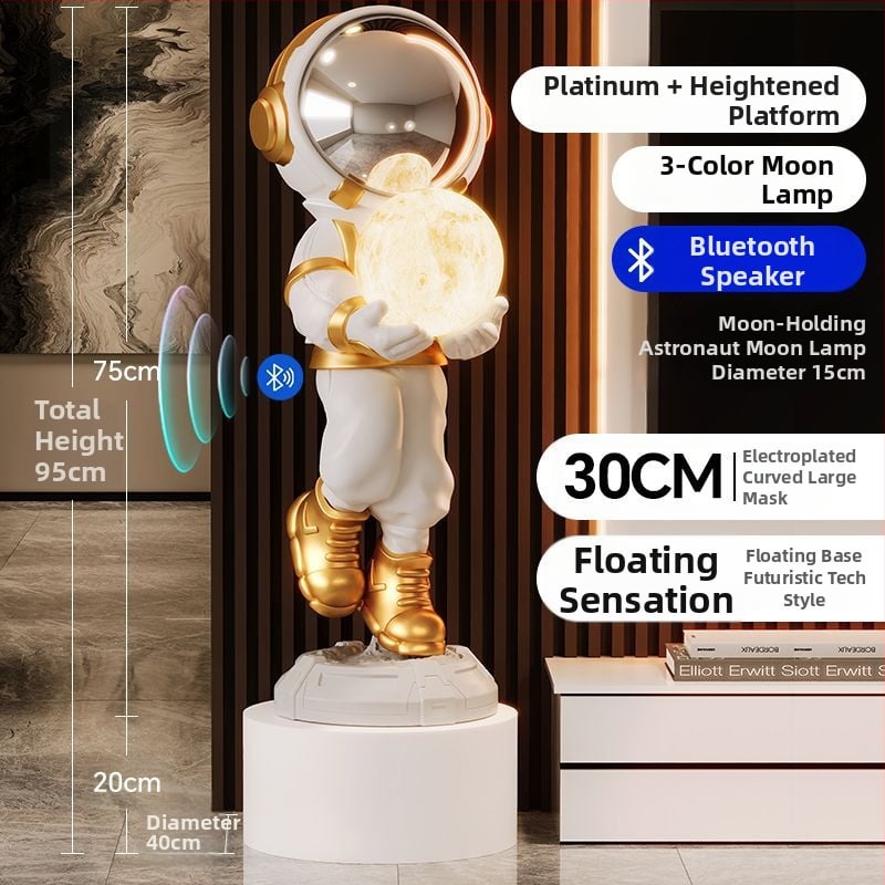 Lampă astronaut pentru living, figurină decorativă din rășină, înălțată pe podea (Material: rășină; Tip abajur: Altul; Sursă de lumină: Altul; Putere: Altul)