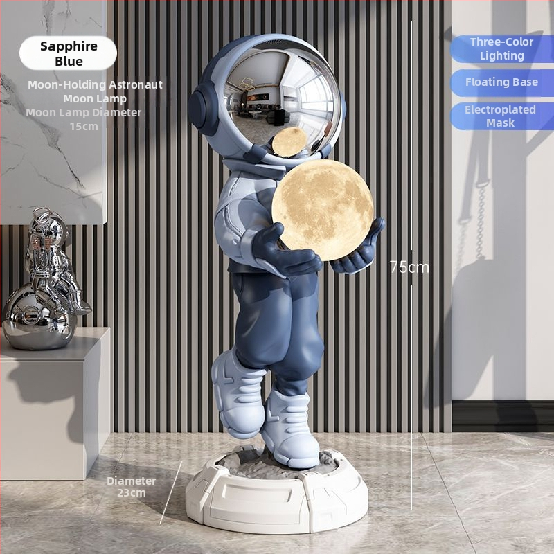 Lampă astronaut pentru living, figurină decorativă din rășină, înălțată pe podea (Material: rășină; Tip abajur: Altul; Sursă de lumină: Altul; Putere: Altul)