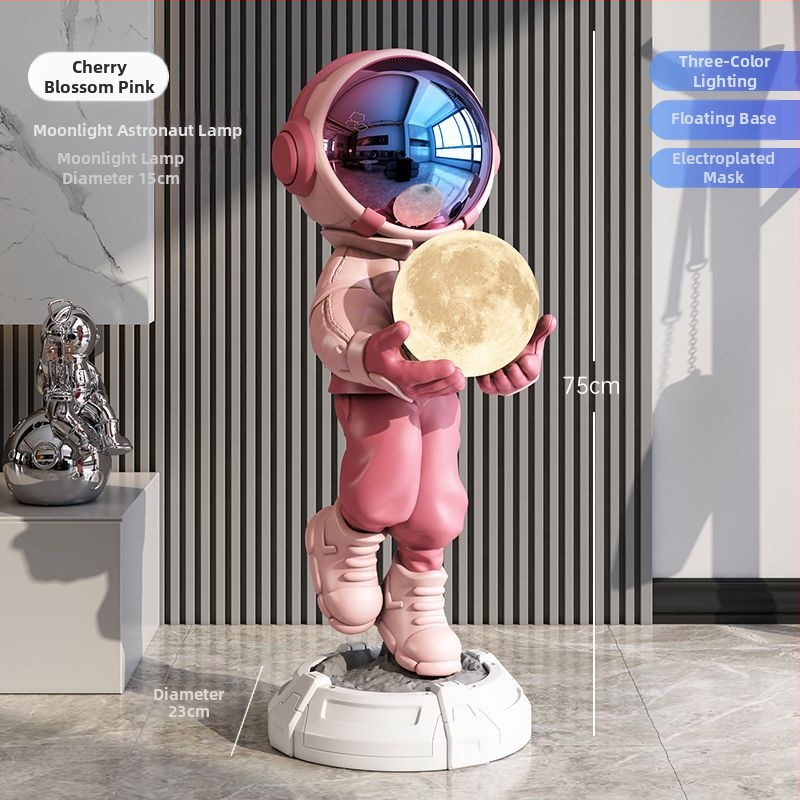 Lampă astronaut pentru living, figurină decorativă din rășină, înălțată pe podea (Material: rășină; Tip abajur: Altul; Sursă de lumină: Altul; Putere: Altul)