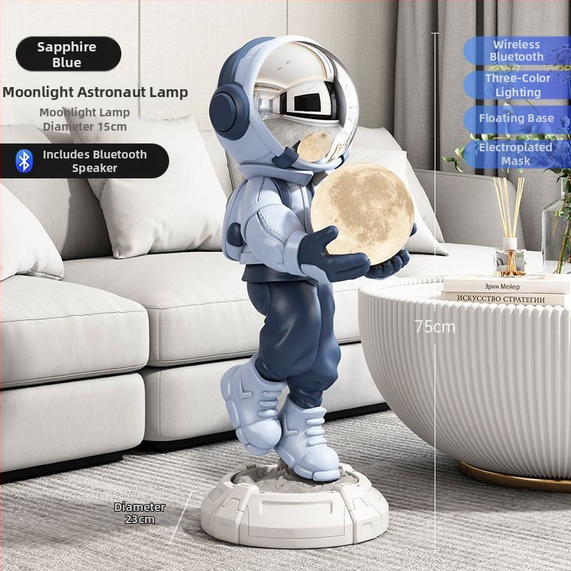 Lampă astronaut pentru living, figurină decorativă din rășină, înălțată pe podea (Material: rășină; Tip abajur: Altul; Sursă de lumină: Altul; Putere: Altul)