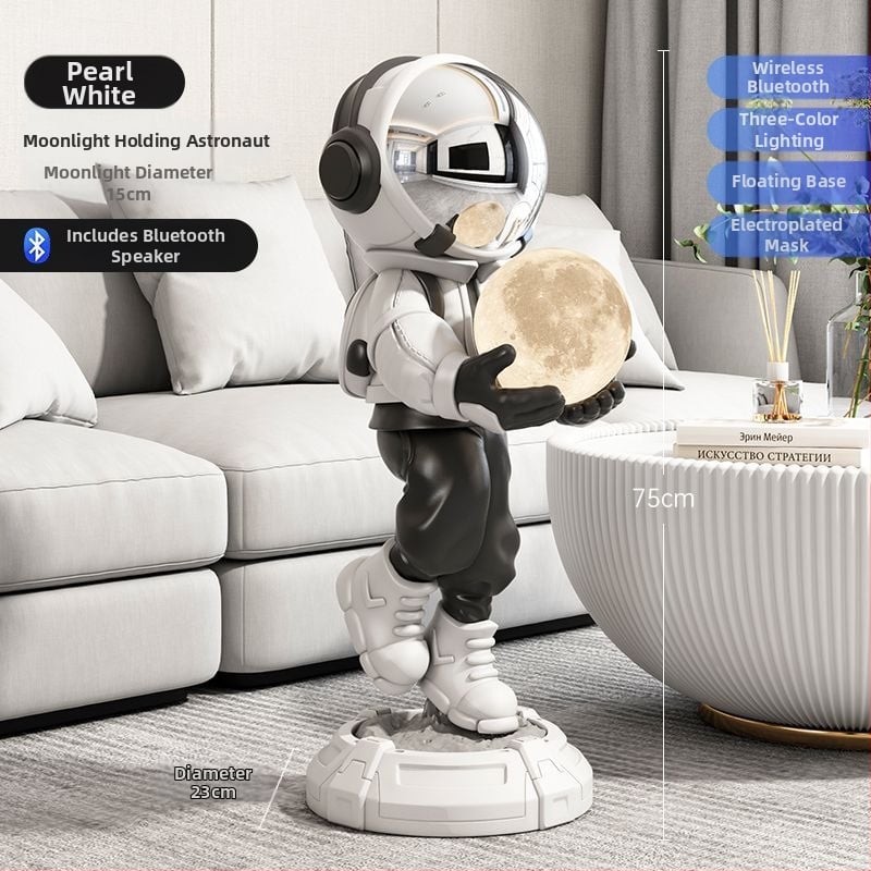 Lampă astronaut pentru living, figurină decorativă din rășină, înălțată pe podea (Material: rășină; Tip abajur: Altul; Sursă de lumină: Altul; Putere: Altul)