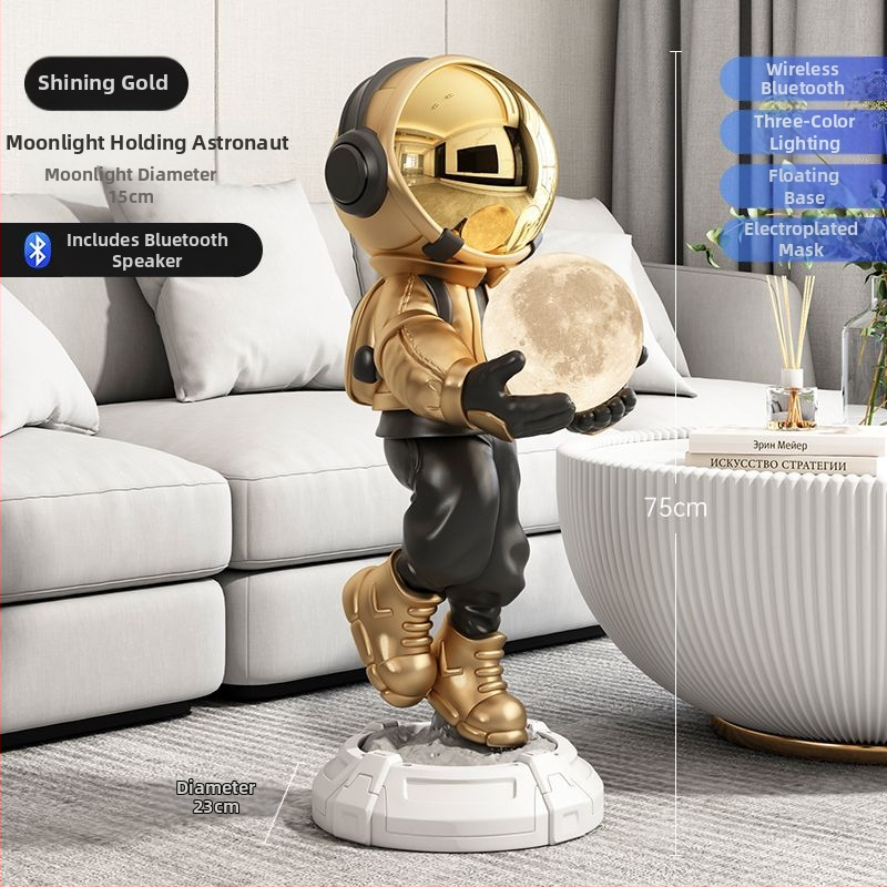 Lampă astronaut pentru living, figurină decorativă din rășină, înălțată pe podea (Material: rășină; Tip abajur: Altul; Sursă de lumină: Altul; Putere: Altul)