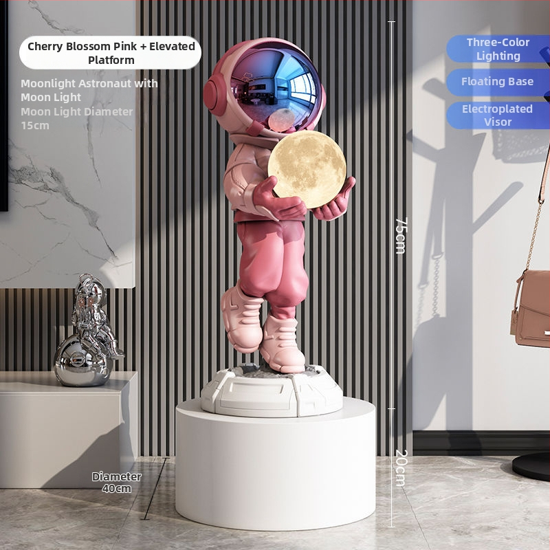 Lampă astronaut pentru living, figurină decorativă din rășină, înălțată pe podea (Material: rășină; Tip abajur: Altul; Sursă de lumină: Altul; Putere: Altul)