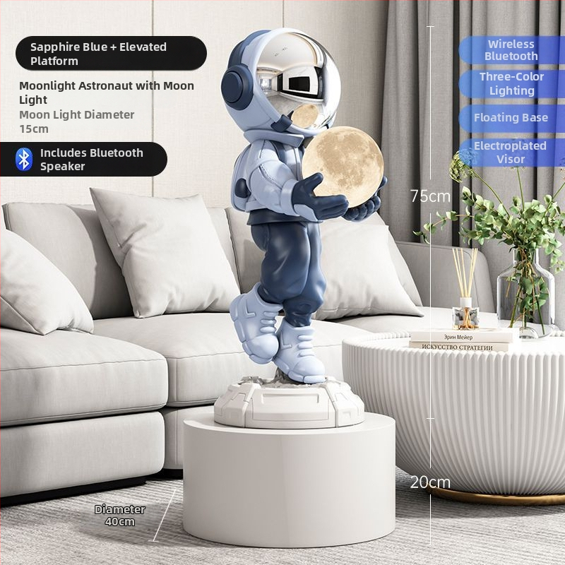 Lampă astronaut pentru living, figurină decorativă din rășină, înălțată pe podea (Material: rășină; Tip abajur: Altul; Sursă de lumină: Altul; Putere: Altul)