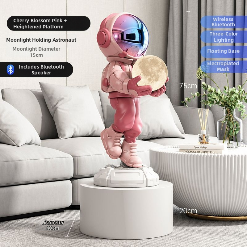 Lampă astronaut pentru living, figurină decorativă din rășină, înălțată pe podea (Material: rășină; Tip abajur: Altul; Sursă de lumină: Altul; Putere: Altul)