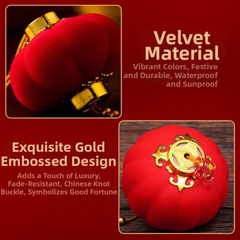 Zhenhuan Laternu dekors, apaļš formā, no flokēta auduma, rokdarbi, ķīniešu stila dekors, kāzām un mājas noformēšanai