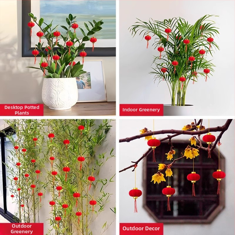 Zhenhuan Ozdoba lampión, kruhového tvaru z flokovaného látka, ručne vyrobená, čínske štýl dekor, na svadby a výzdobu domova