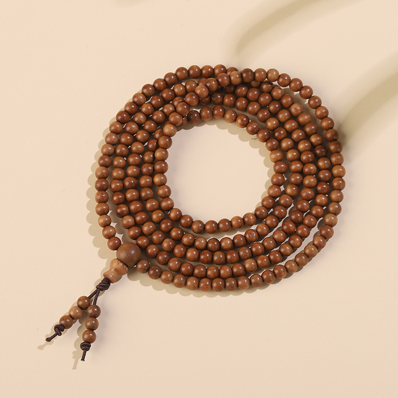 Mysore sandalwood – narukvica i ogrlica, 10 mm okrugle perle, 108 perli, ručno polirano, unisex