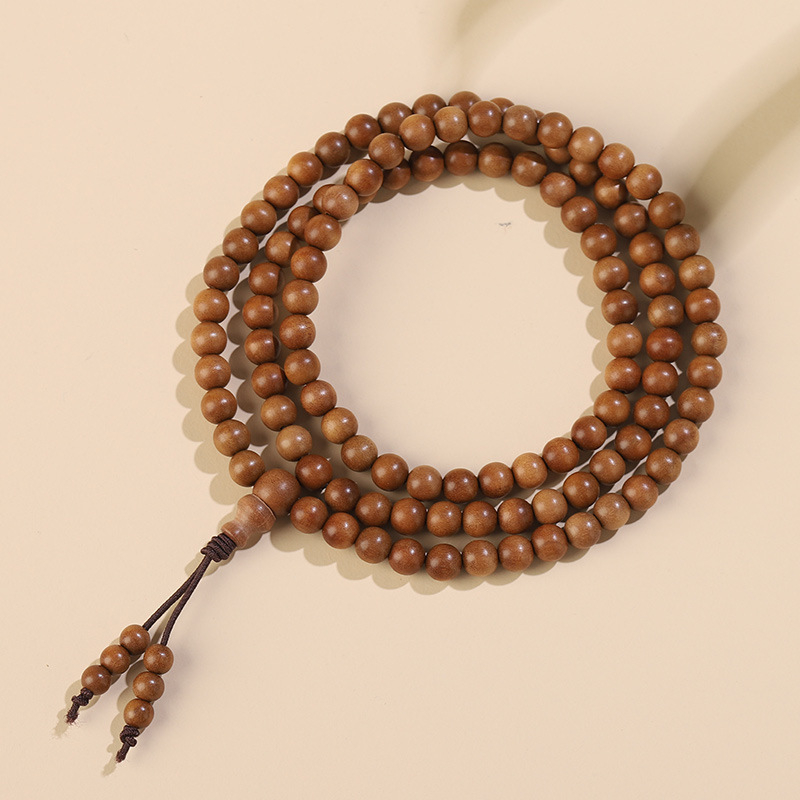 Mysore sandalwood – narukvica i ogrlica, 10 mm okrugle perle, 108 perli, ručno polirano, unisex