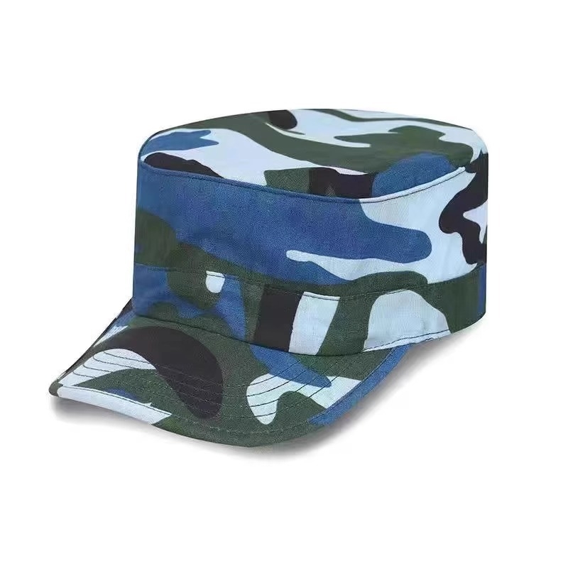 Шапка с плосък връх, камуфлажен модел, военен стил, памук-полиестер, унисекс, с плоска козирка