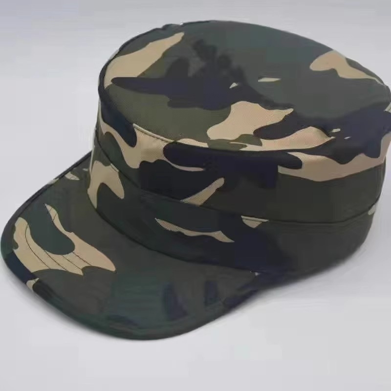 Шапка с плосък връх, камуфлажен модел, военен стил, памук-полиестер, унисекс, с плоска козирка