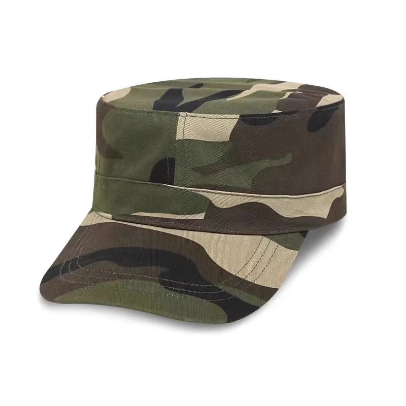 Шапка с плосък връх, камуфлажен модел, военен стил, памук-полиестер, унисекс, с плоска козирка