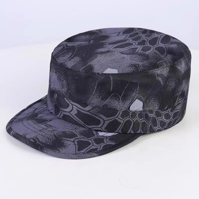 Шапка с плосък връх, камуфлажен модел, военен стил, памук-полиестер, унисекс, с плоска козирка