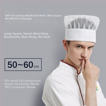 Unisex kuchárska čiapka pre hotelový catering, bavlna, ploché tkanie, jednobarevný vzor, vyšívanie