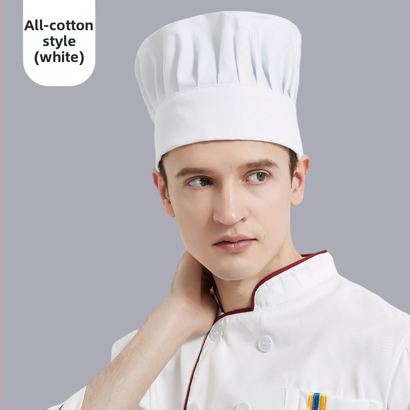 Unisex kuchárska čiapka pre hotelový catering, bavlna, ploché tkanie, jednobarevný vzor, vyšívanie