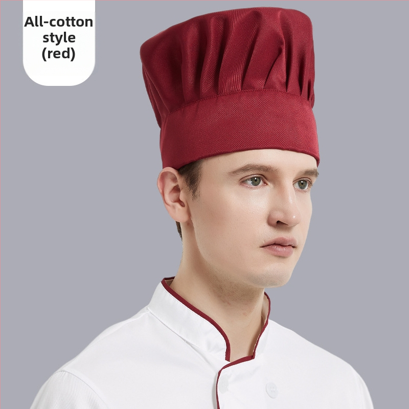 Unisex kuchárska čiapka pre hotelový catering, bavlna, ploché tkanie, jednobarevný vzor, vyšívanie