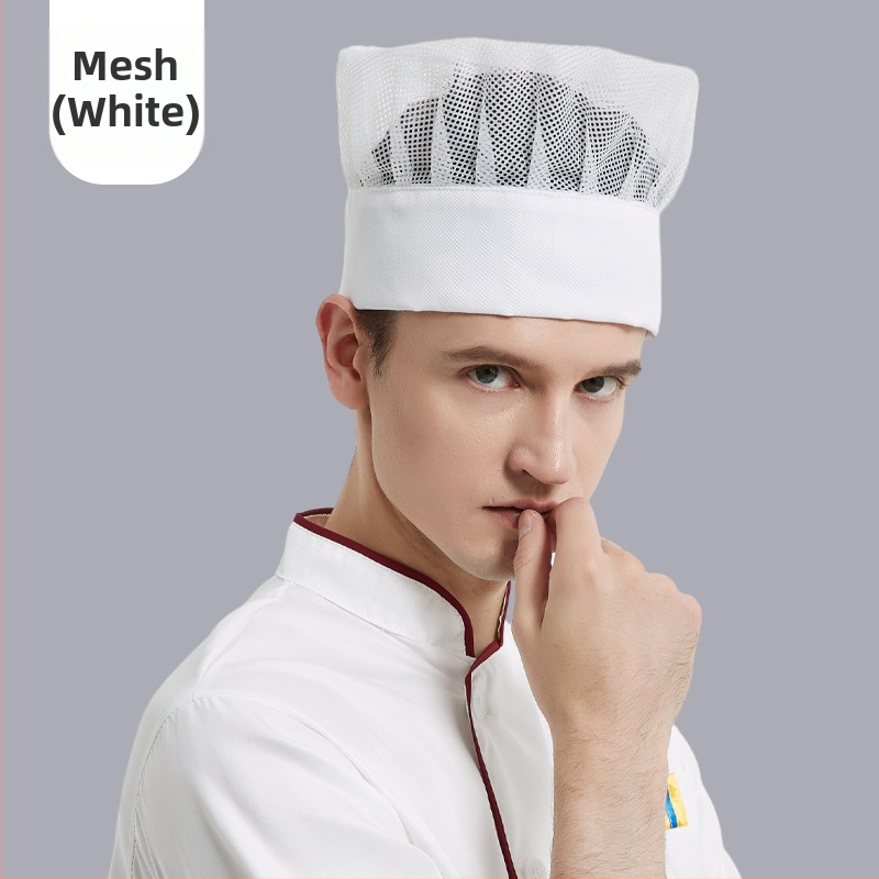 Unisex kuchárska čiapka pre hotelový catering, bavlna, ploché tkanie, jednobarevný vzor, vyšívanie