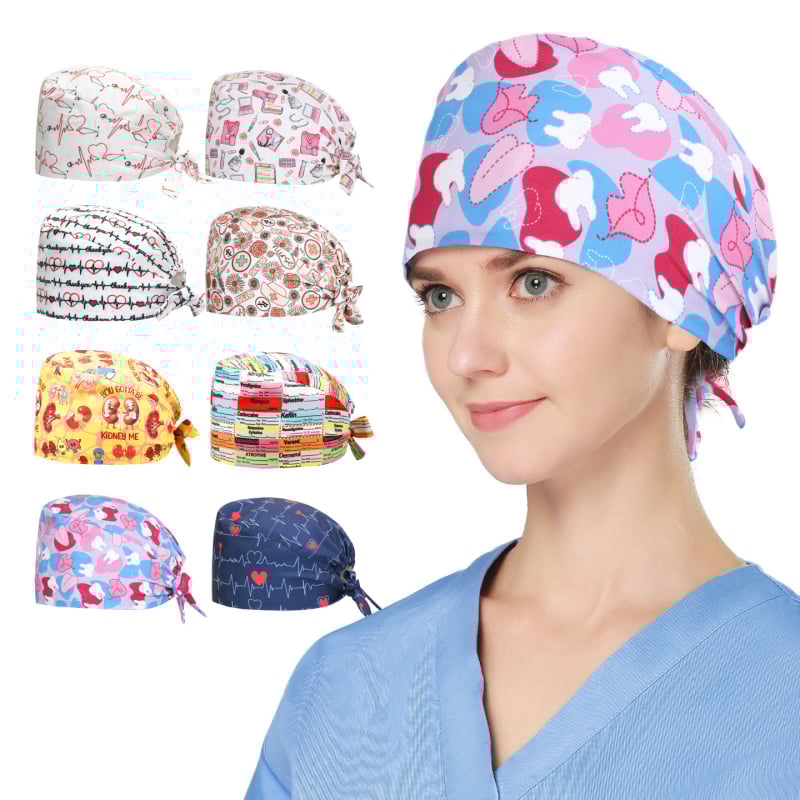 Bonetă medicală din bumbac, unisex, cu imprimeu desen animat, posibilitatea imprimării logo-ului, stil casual.