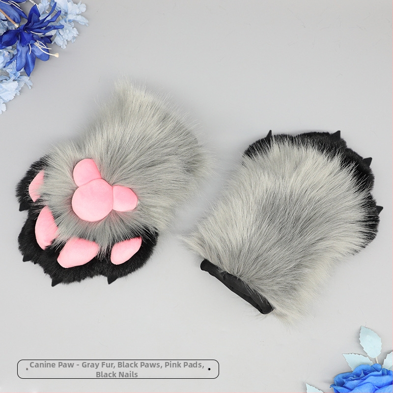 Γάντια ζώου με συνθετική γούνα και νύχια για cosplay, χειροποίητα, προσωπικό στυλ, Άνοιξη 2023