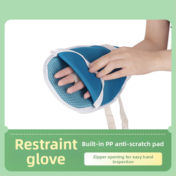 Apsauginės pirštinės lovoje gulintiems vyresnio amžiaus žmonėms su demencija — nuo įbrėžimų, kvėpuojanti medvilnė, modelis 125, delnoms, infraraudonųjų spindulių šildymas