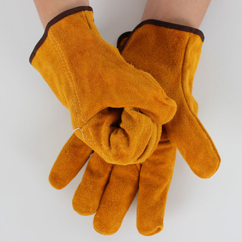 Metināšanas cimdi īsa garuma, no pilnas govs ādas, divslāņaini, ar siltumizolāciju, izturīgi pret augstām temperatūrām