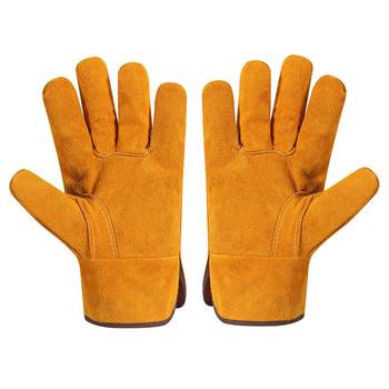 Metināšanas cimdi īsa garuma, no pilnas govs ādas, divslāņaini, ar siltumizolāciju, izturīgi pret augstām temperatūrām