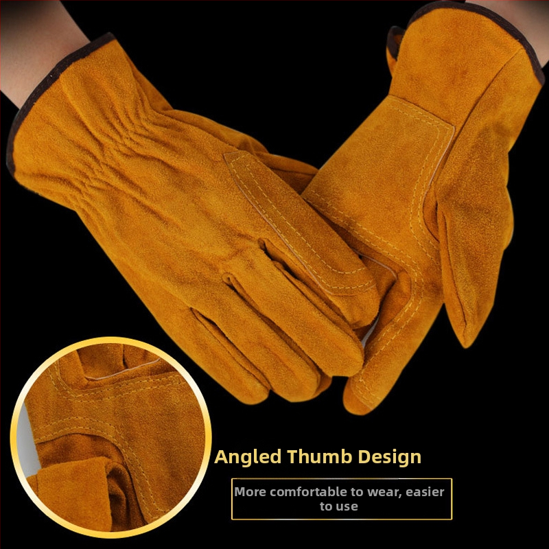 Metināšanas cimdi īsa garuma, no pilnas govs ādas, divslāņaini, ar siltumizolāciju, izturīgi pret augstām temperatūrām