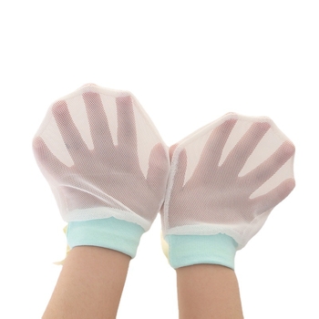 Mănuși pentru bebeluși anti-zgâriere din mătase tip ice silk, cu șnur reglabil – transparente, elastice, pentru toate sezoanele