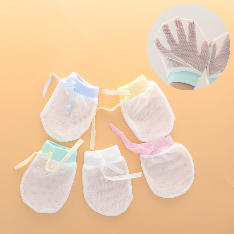 Mănuși pentru bebeluși anti-zgâriere din mătase tip ice silk, cu șnur reglabil – transparente, elastice, pentru toate sezoanele