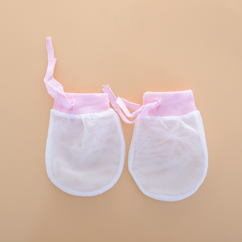 Mănuși pentru bebeluși anti-zgâriere din mătase tip ice silk, cu șnur reglabil – transparente, elastice, pentru toate sezoanele