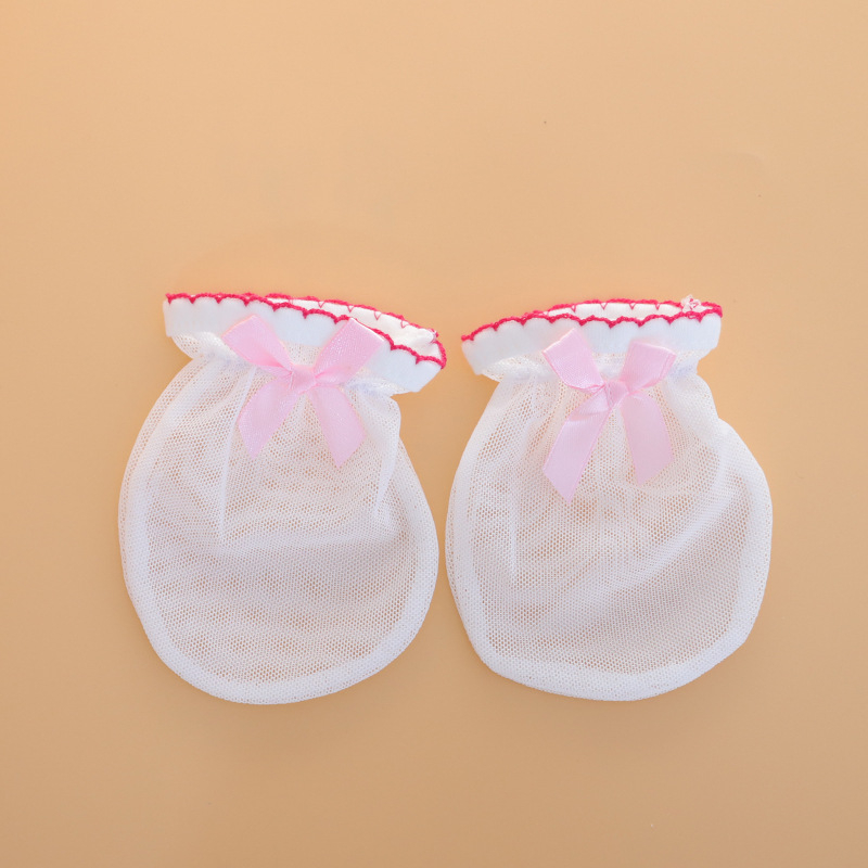 Mănuși pentru bebeluși anti-zgâriere din mătase tip ice silk, cu șnur reglabil – transparente, elastice, pentru toate sezoanele