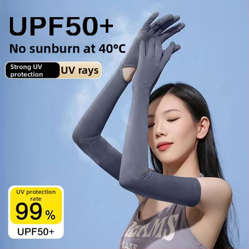 Μανίκια προστασίας από τον ήλιο από Ice Silk νάιλον με ενσωματωμένα γάντια, UV προστασία, διαπνοή, μακριά μανίκια για εξωτερικούς χώρους, ύφασμα Nylon 81–95%