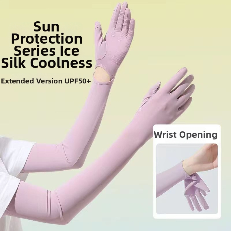 Μανίκια προστασίας από τον ήλιο από Ice Silk νάιλον με ενσωματωμένα γάντια, UV προστασία, διαπνοή, μακριά μανίκια για εξωτερικούς χώρους, ύφασμα Nylon 81–95%