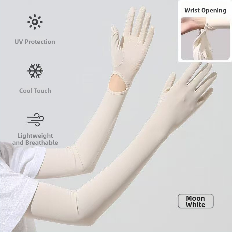 Μανίκια προστασίας από τον ήλιο από Ice Silk νάιλον με ενσωματωμένα γάντια, UV προστασία, διαπνοή, μακριά μανίκια για εξωτερικούς χώρους, ύφασμα Nylon 81–95%