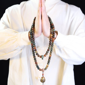 108 helmed Bodhi seemnetest mala, etniline stiil, käsitöö ja poleerimine, kingitus ärile, talv 2024