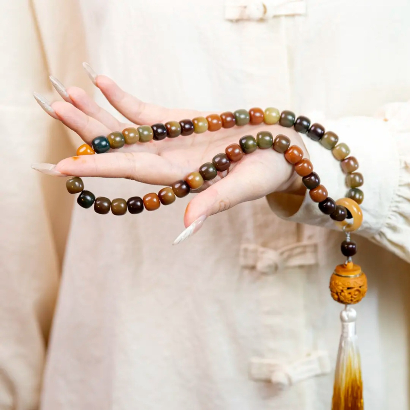 108 helmed Bodhi seemnetest mala, etniline stiil, käsitöö ja poleerimine, kingitus ärile, talv 2024