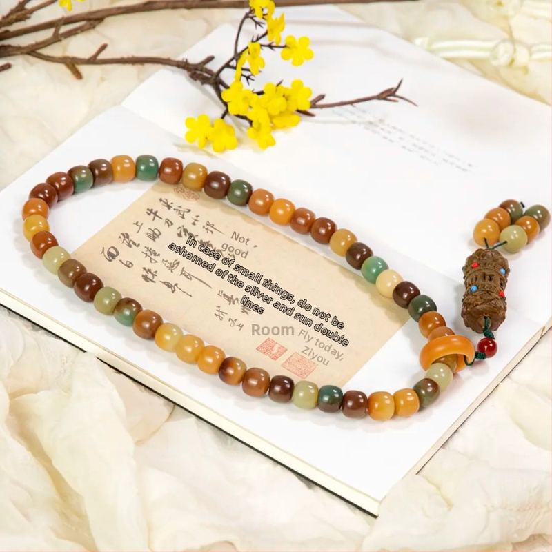 108 helmed Bodhi seemnetest mala, etniline stiil, käsitöö ja poleerimine, kingitus ärile, talv 2024