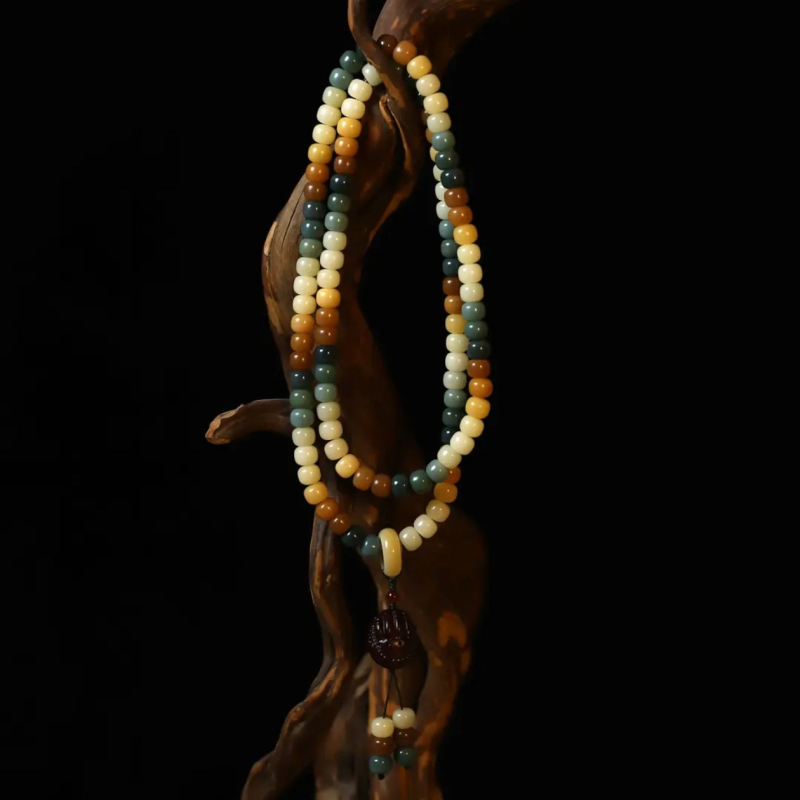 108 helmed Bodhi seemnetest mala, etniline stiil, käsitöö ja poleerimine, kingitus ärile, talv 2024