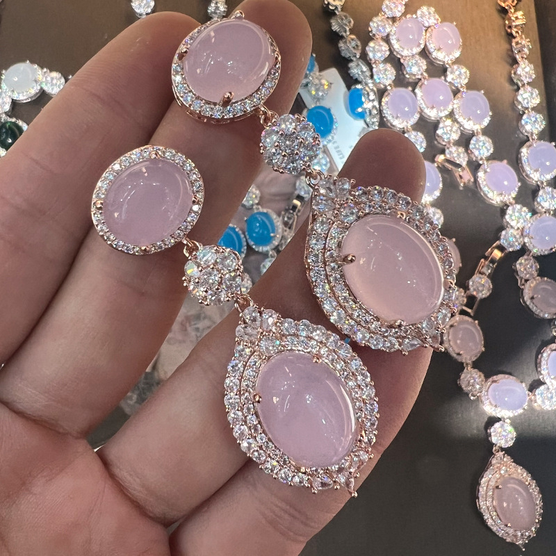 Bakreni set nakita — VIVENTE, elektroplatirano, ogrlica + naušnice + ručni dodaci, retro stil